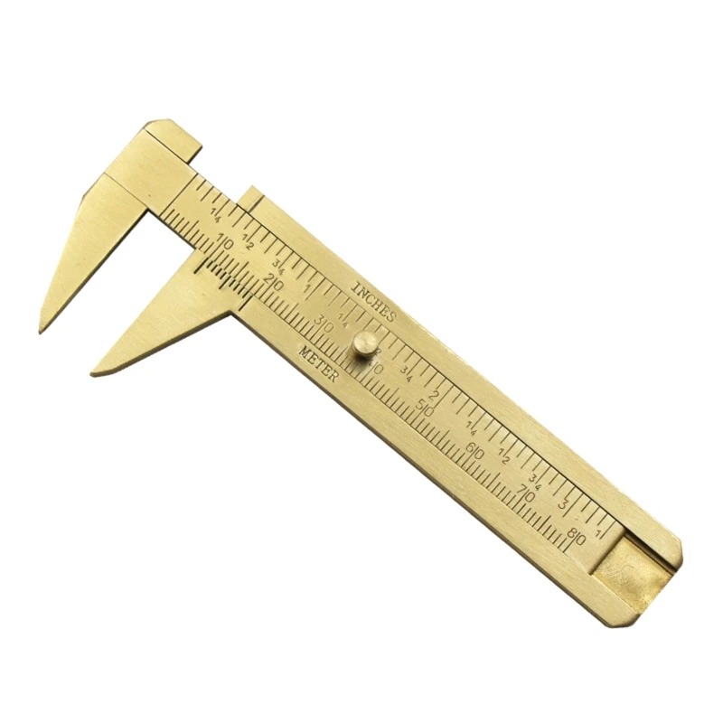 Sliding Gauge with Double Scales mm/inch Mini Brass Pocket Ruler 80mm Measuring Drop Shipping