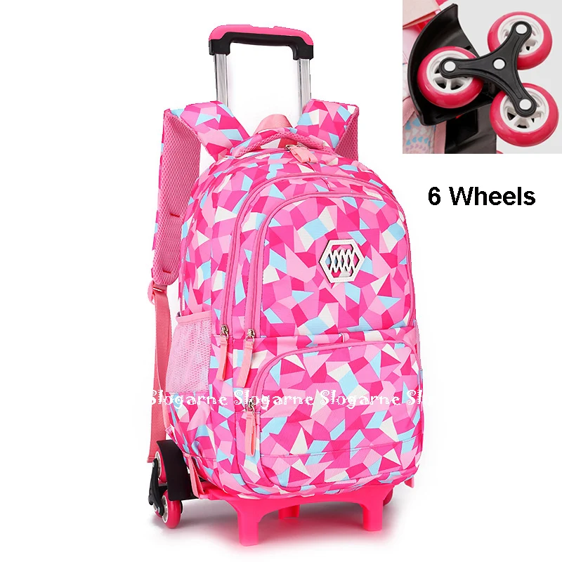 Sacs d'école roulants pour filles sac à dos enfants sacs à dos d'école imperméables avec roues collège chariot bagages sac à dos
