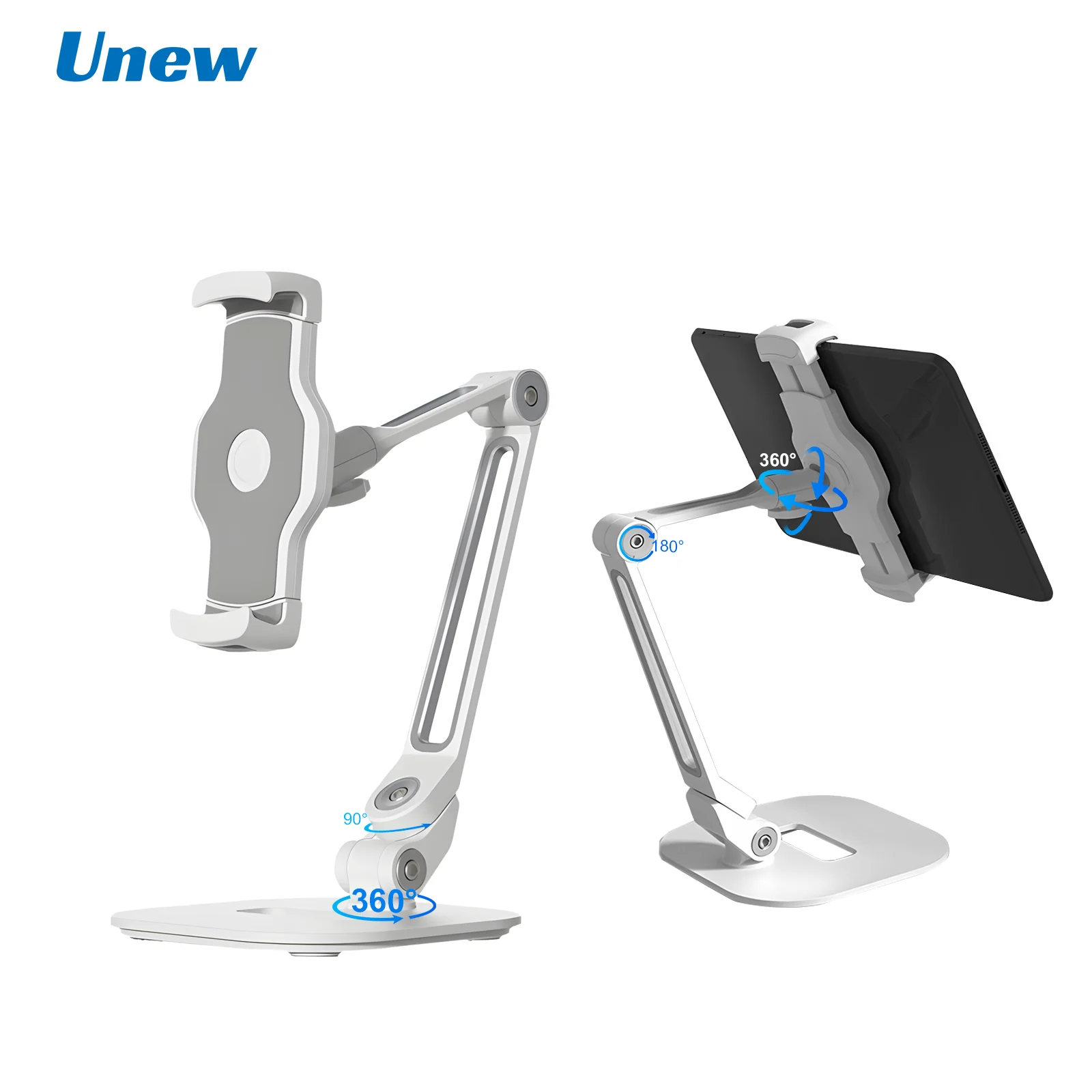 Unew Stable Stand with Clamp, Foldable, Multi Angle 360 Rotating, Portable, For Tablet Stand, iPad/mini Pad,4.7-12.9 inches, 1KG