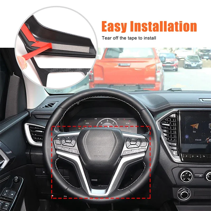 ABS Carbon Fiber For Isuzu D-MAX 2022-2024 Car styling car steering wheel decorative frame sticker car interior accessories
