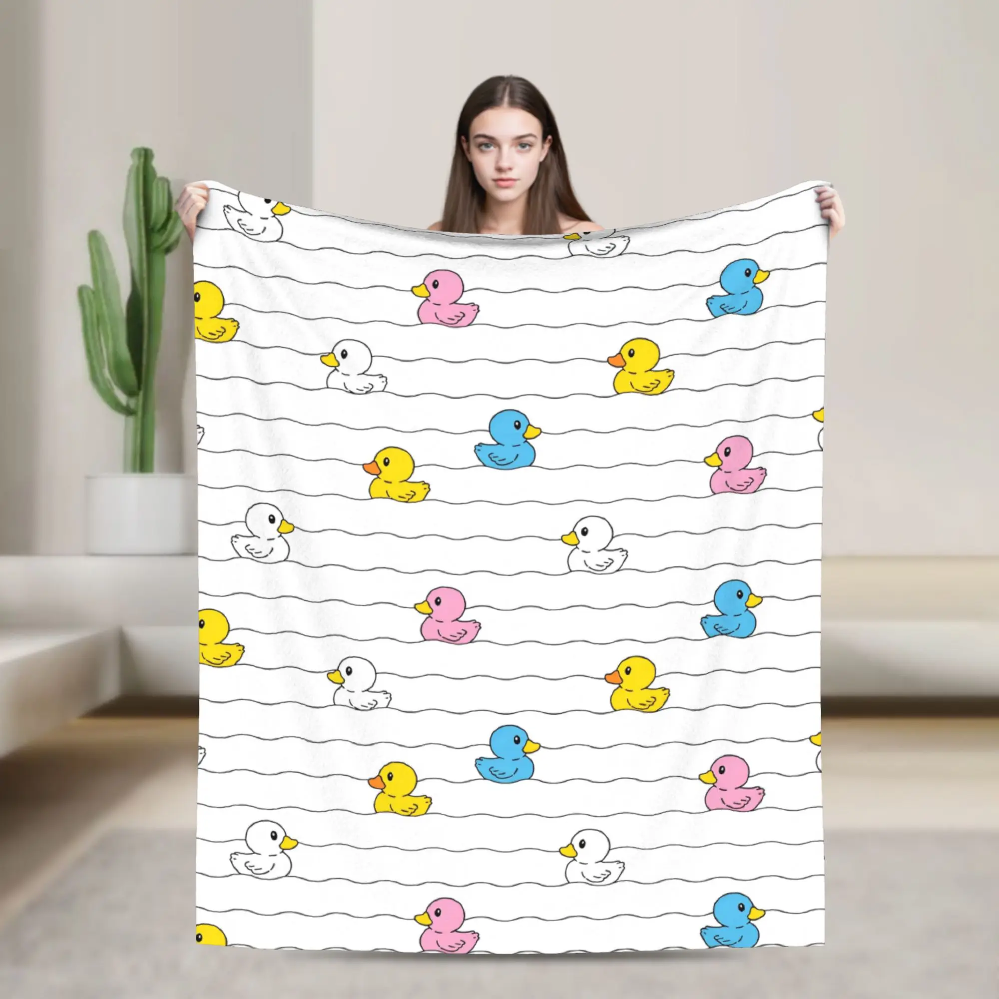 Cute Duck Cartoon Blanket  Fleece Novelty Warm Throw Blankets for Bed Sofa Summer