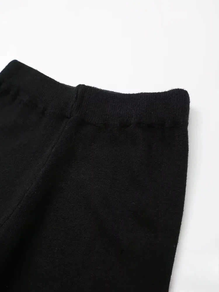 Kondala vintage casual chique feminino terno de malha sólido com decote em v manga longa rendas jaquetas soltas calças compridas moda 2024 outono conjunto