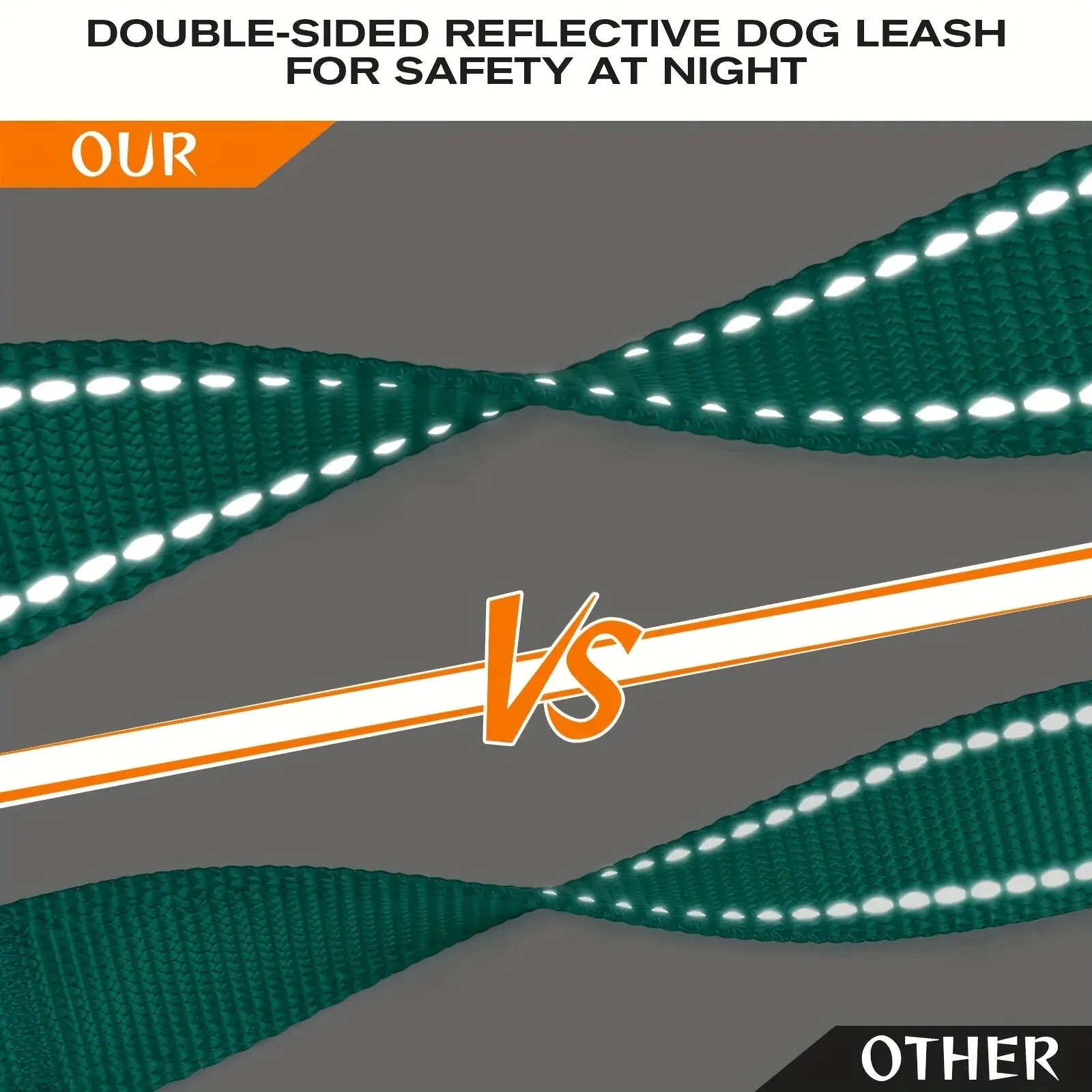 Double Handle Dog Leash, Double-Sided Reflective Night Safety, Heavy Duty For And Extra Large And Me_voghion.com