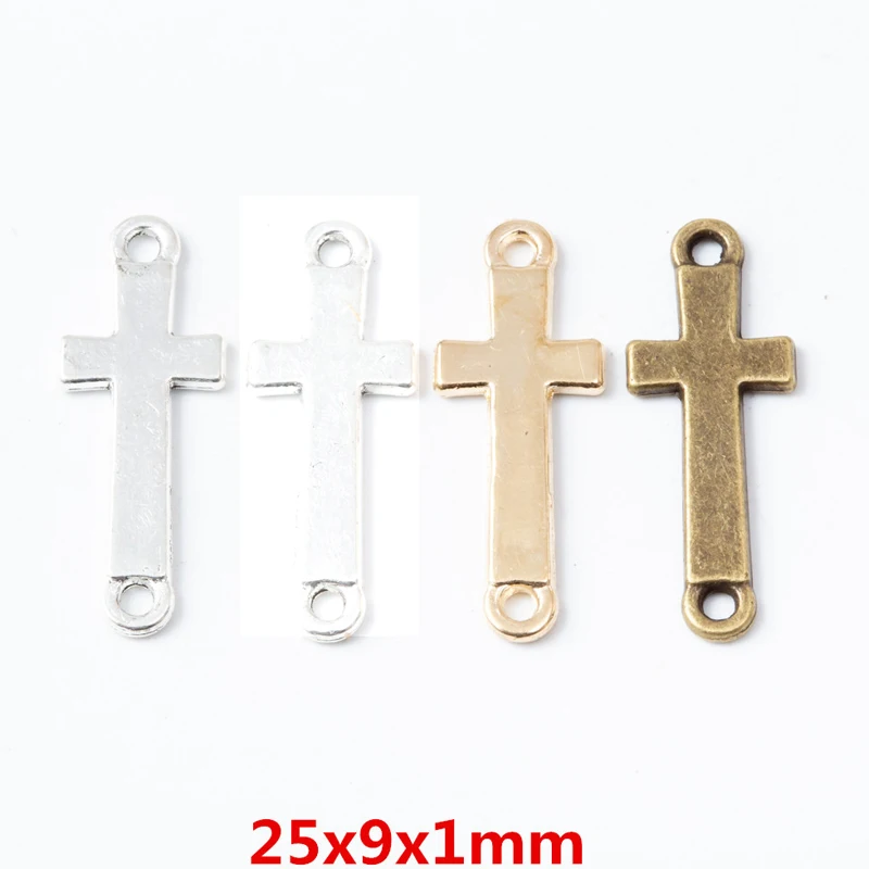 150pcs 25*9MM Zakka Style Wedding Creative Gift Alloy Double Hanging Hole Smooth Cross Linker Accessory, Vintage Classic Handmad