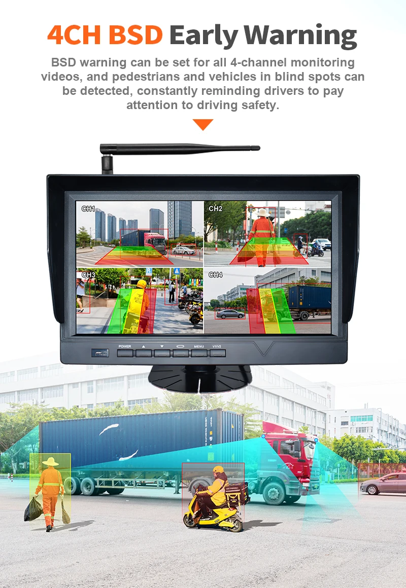 Airow auto Professional 10Inch IPS Wireless Reverse Camera System Monitor Truck RV IP68 Waterproof 720P Night Vision Parking view 4