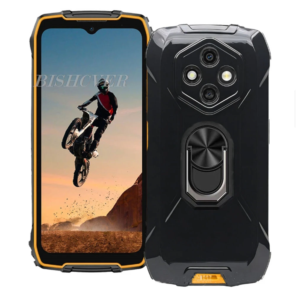 For Ulefone RugKing 4 Pro 6.56 inch Ulefone RugKing 4 Pro Back Ring Holder Bracket Case Smartphone TPU Soft Silicone Cover