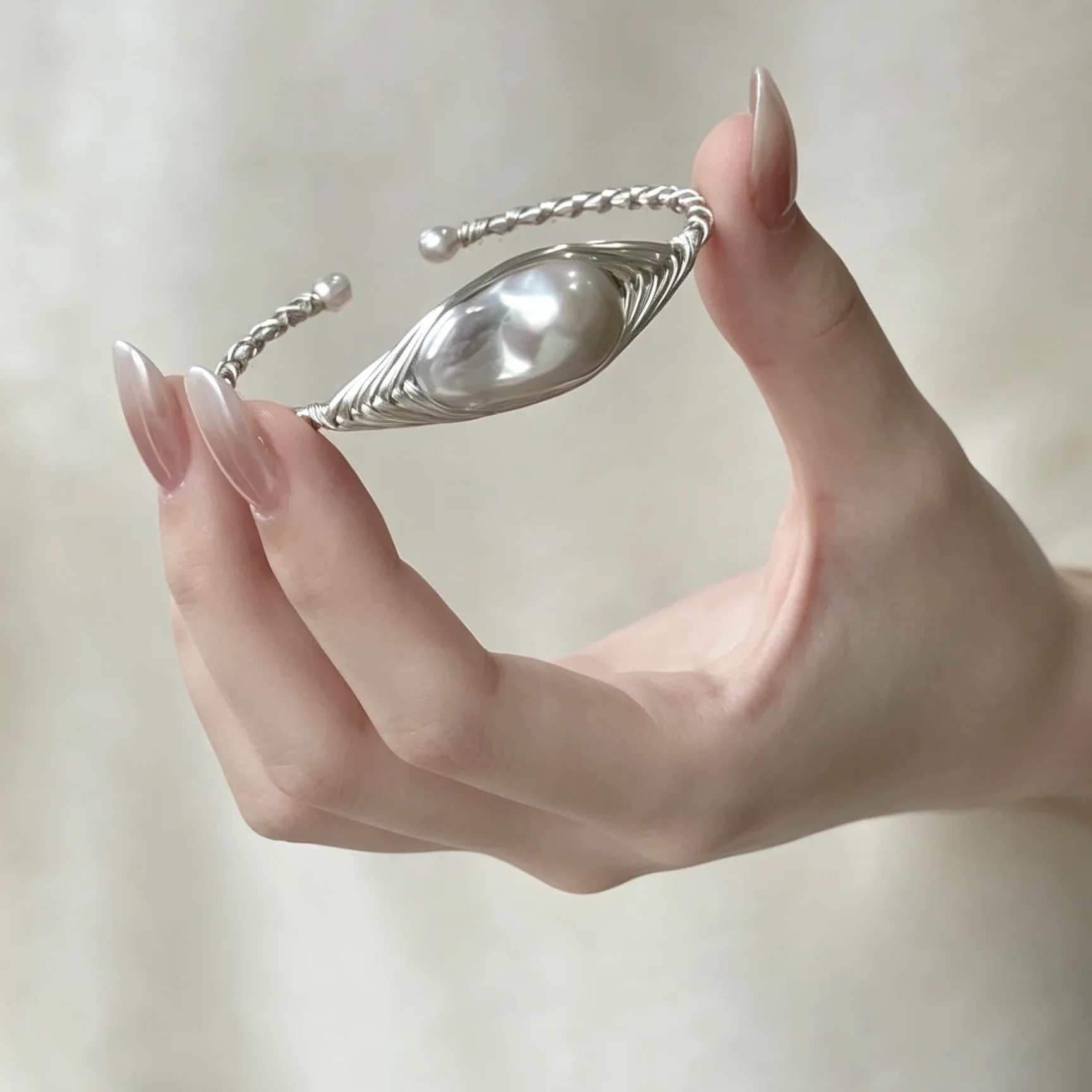 Irregular Baroque Freshwater Pearl Bracelet Open Adjustable Woven Bangle Women Hand Ornament Elegant Wedding Party Jewelry Gift
