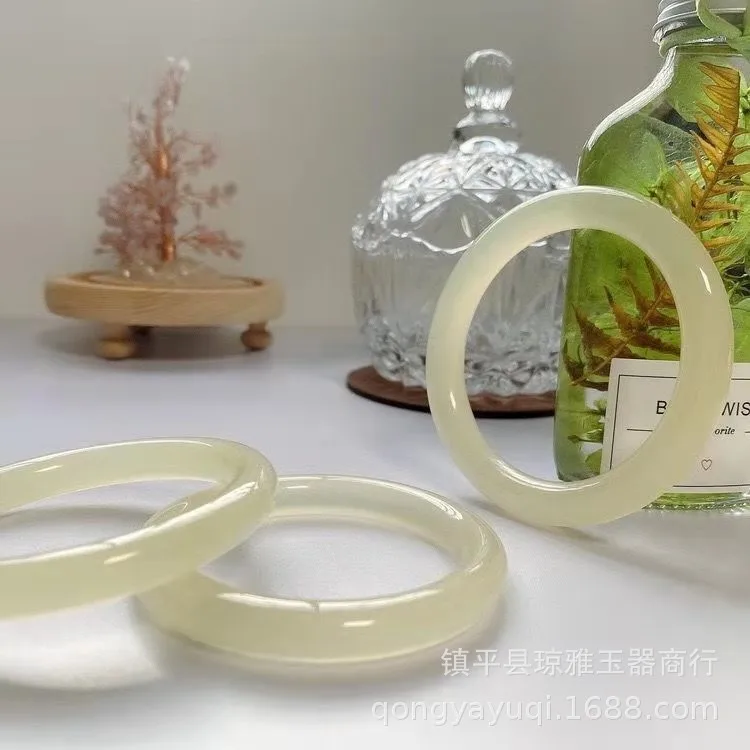 

Круглый браслет из чистого натурального афганского нефрита, зеленый и белый нефрит, ледяной зеленый и браслет из синего и белого нефрита Hetian, отличный подарок