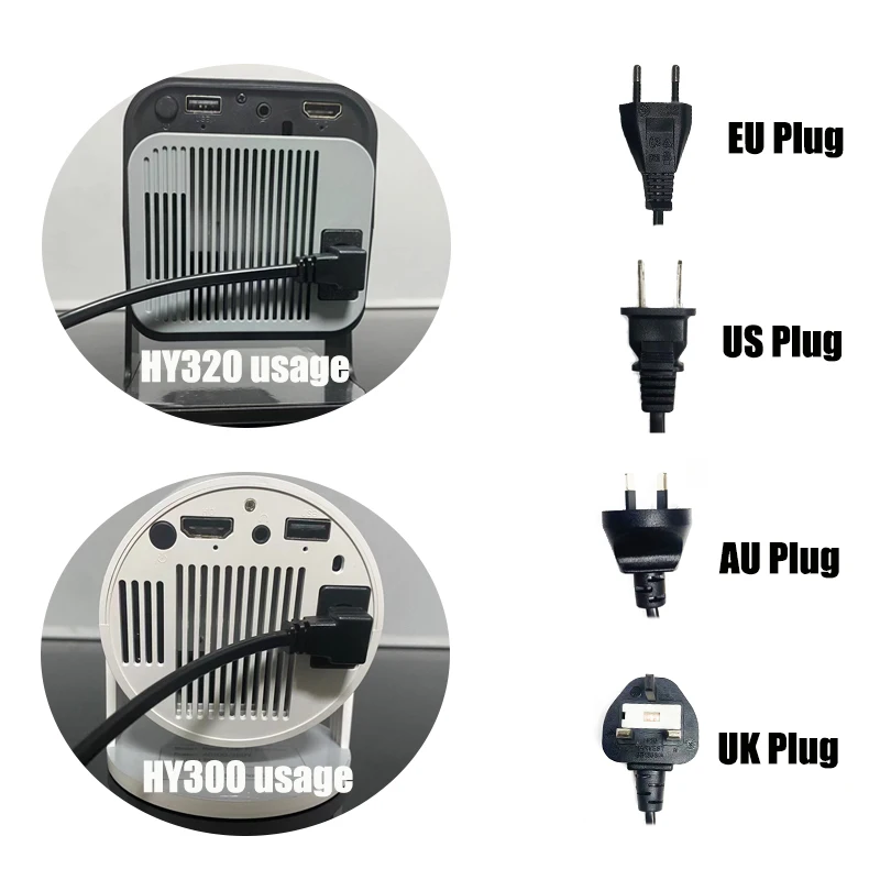 HY300 projector 1.2m 3m original extended power cord, AC cable extension , cable charging HY320 projector EU US AU UK Plug