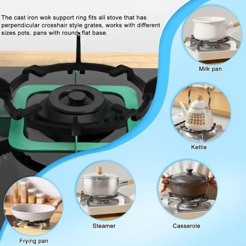 F92F Practical Cast Iron Wok Rack Gas Stove Support Skid Resistant Cooktop Accessory