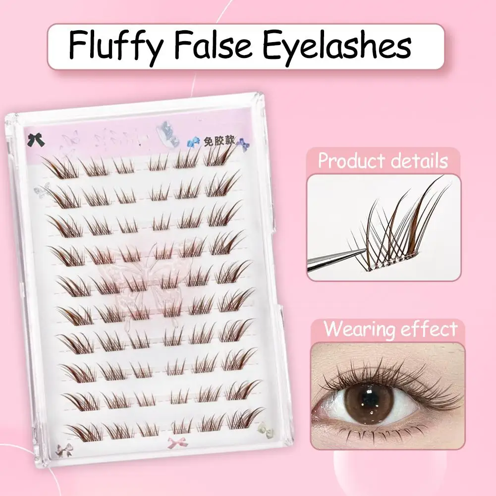 Cils en grappe marron, greffage de Volume individuel, inclinés, Extension unique, grappe volante segmentée R2f9