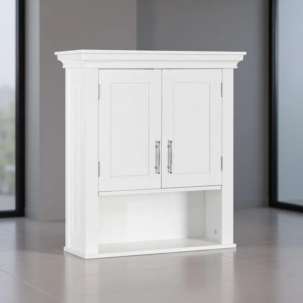 

Somerset Двухдверный настенный аптечка для хранения вещей и белья с открытой и регулируемой полкой - белый