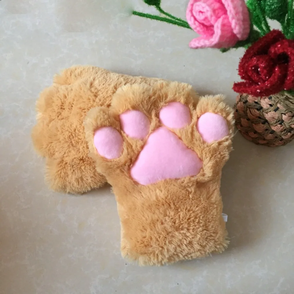 

Новые мультяшные милые перчатки с кошачьими когтями и лапами, теплые варежки, мягкие женские перчатки в стиле Лолиты для ролевых игр с полным пальцем
