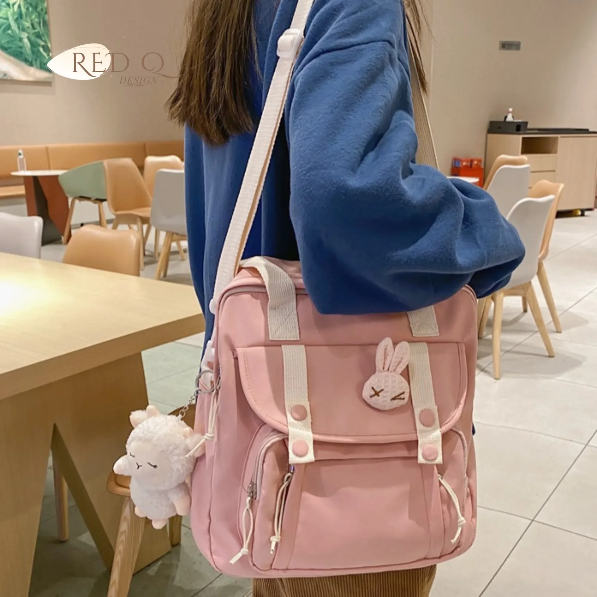 

Cute Large Capacity Tote Backpack Trendy Nylon Patchwork Shoulder School Book Bag for Teenage Girl Fashion Student Crossbody Sac