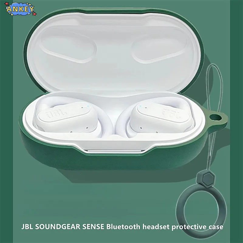 for JBL Soundgear Sense Silicone Cases With Hook Protective Shockproof Wireless Earphone Cover carrying ring