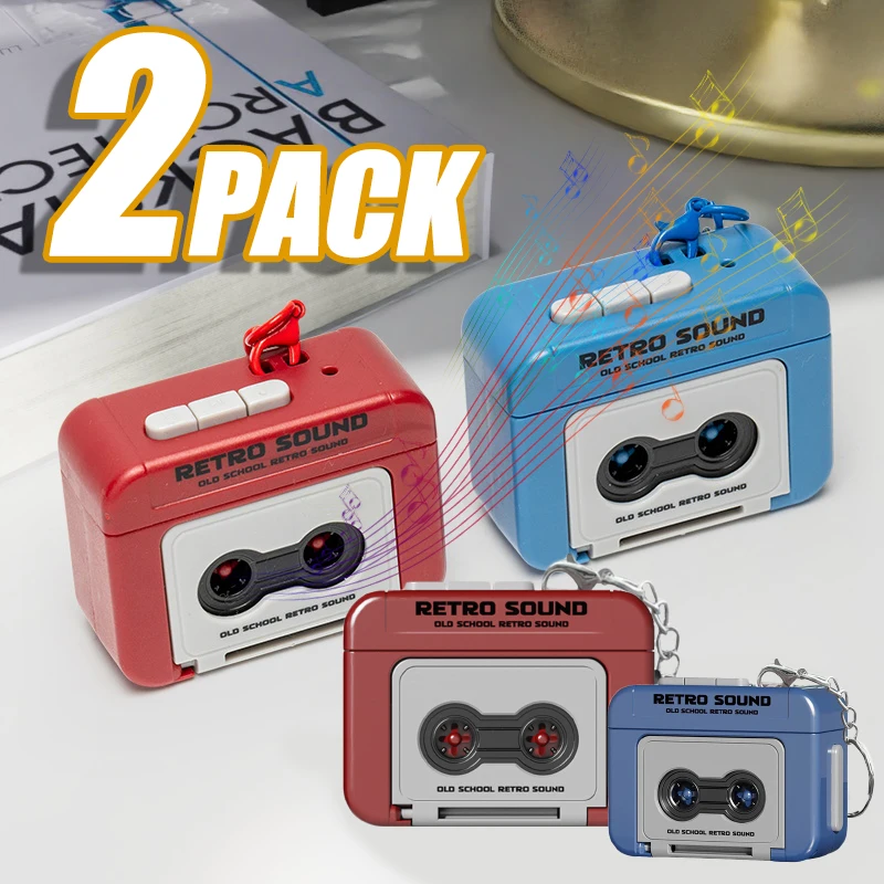 1/2Pcs Creative Recorder Keychain Funny Cassette Tape Keyring Music Player Couple Friends Gift Student Bag Pendant Women