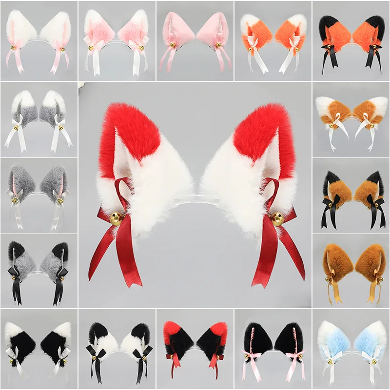 serre-tete-d'oreilles-d'animal-de-simulation-bandeau-de-chat-fait-main-en-peluche-accessoires-de-cosplay-coiffe-comic-con-ensemble-de-queue-de-chat