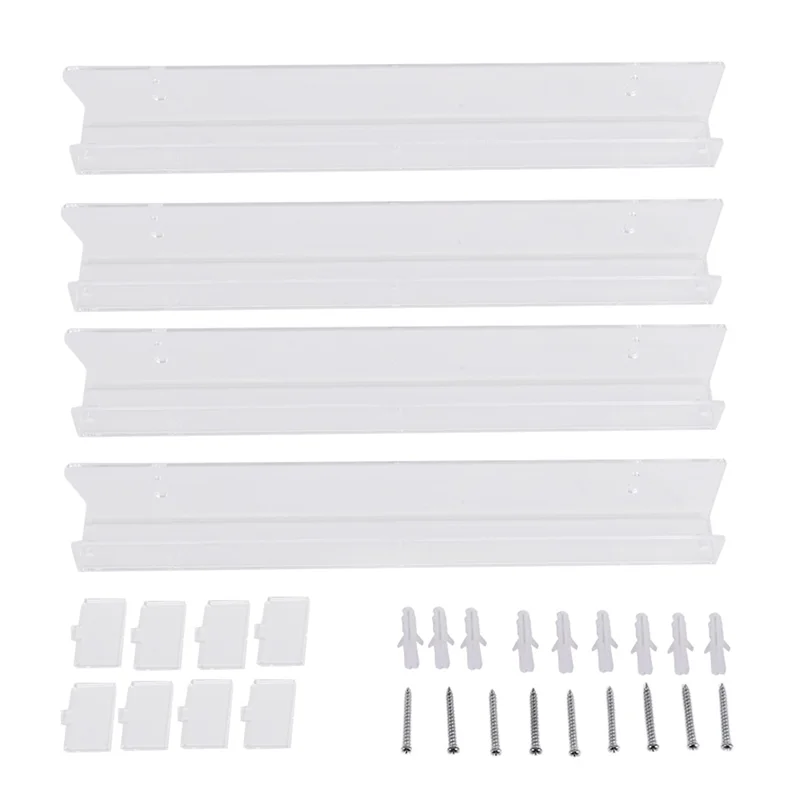 

A36T-Acrylic Clear Floating Bookshelf,Invisible Wall Mounted Bookshelf,Modern Picture Display Organizer Record Rack