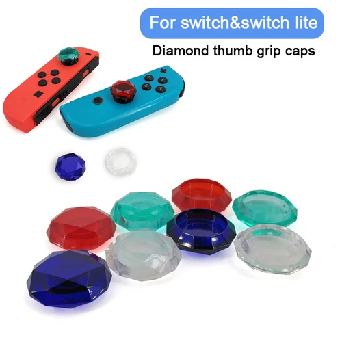 Tapas de empuñaduras para pulgar switch lite, sombrero basculante de diamante acrílico para funda nintendo switch NS oled, accesorios, 2 uds.