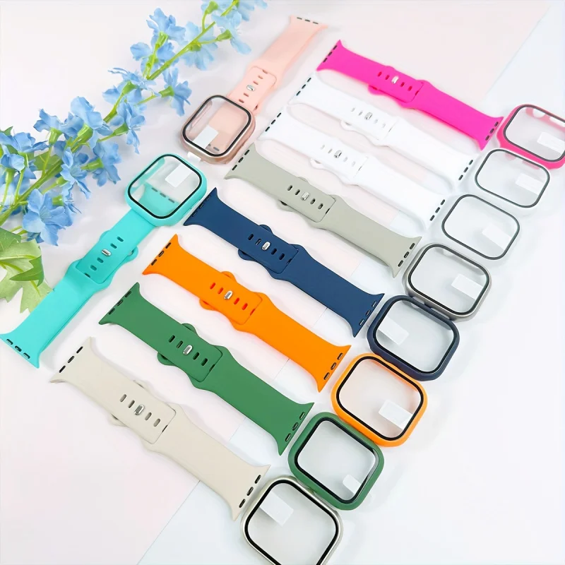2-PC, For Apple Watch Case + Strap + Screen Protector Set For S11 10 9 8 7 6 5 4-1/SE 38/40/41/Series10-11 42mm/42/44/45/46/49mm
