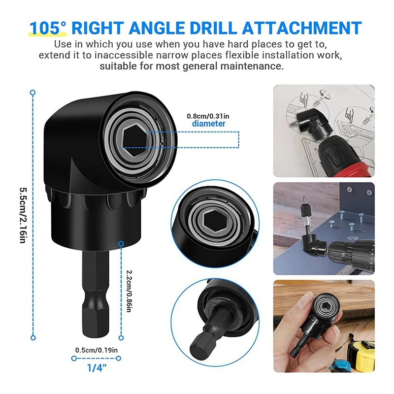 طقم تمديد مثقاب مرن ، ساق عرافة ، ملحق ، مجموعة واحدة ، طقم زاوية سداسية ، 19 قطعة