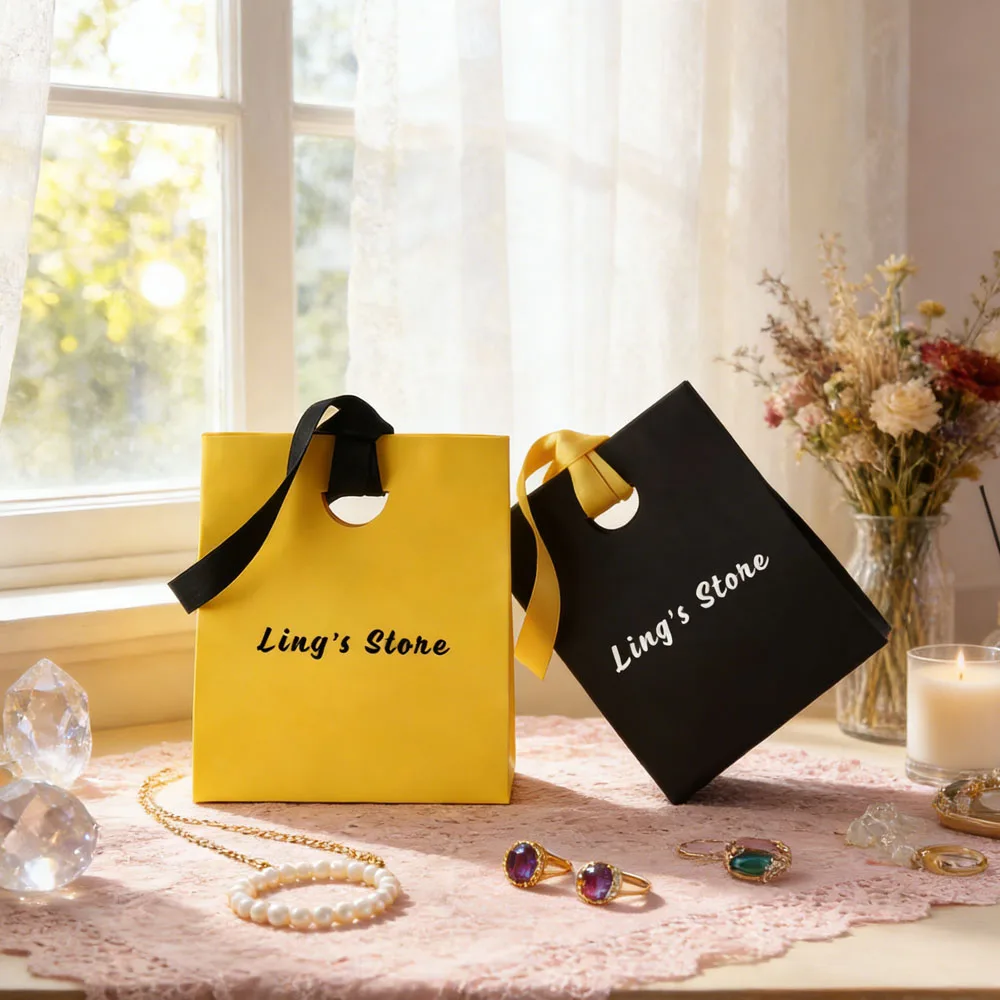 

100 шт. персонализированных изысканных подарочных пакетов-тоут 15,5×13,5×7,5 см для ювелирных изделий, косметики, помады, ресниц, десертов, серег