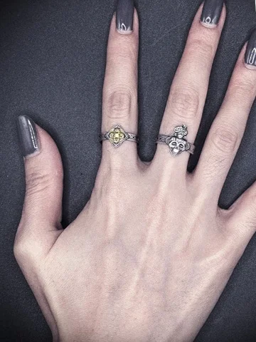 

WEIER Vintage Skeleton Ring 925 Silver Unisex Open Band European Dark Couple's Index Finger Ring Fashion Jewelry Accessory