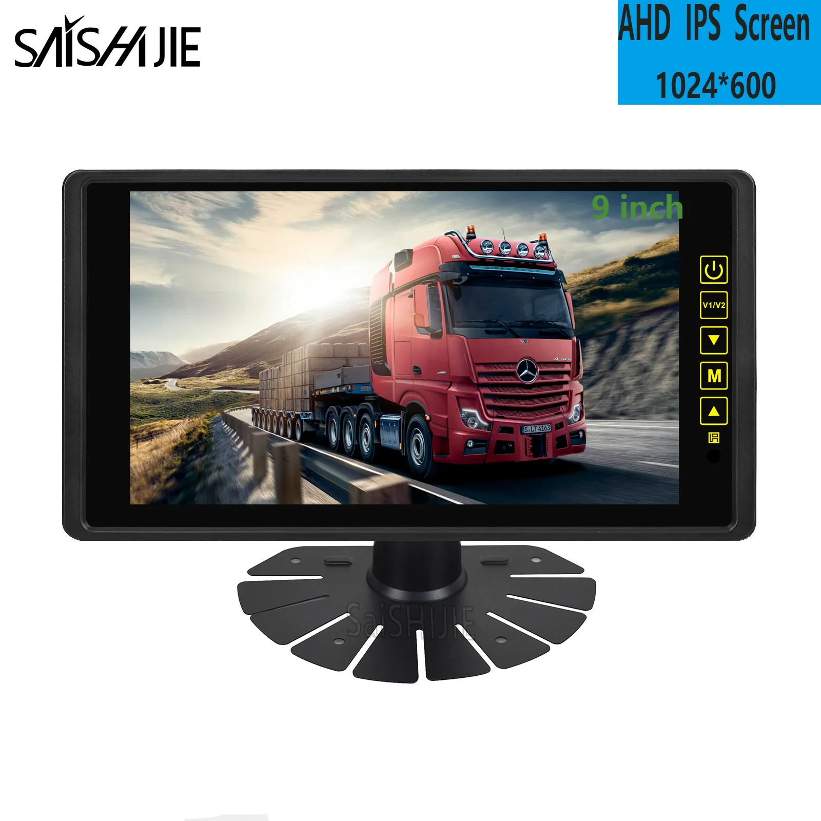 

9" AHD Car Rear View Mirror Monitor 1024*600 High Resolution IPS Screen 3 Types Brackets Screen 2 Split Support DVR SD Recorder