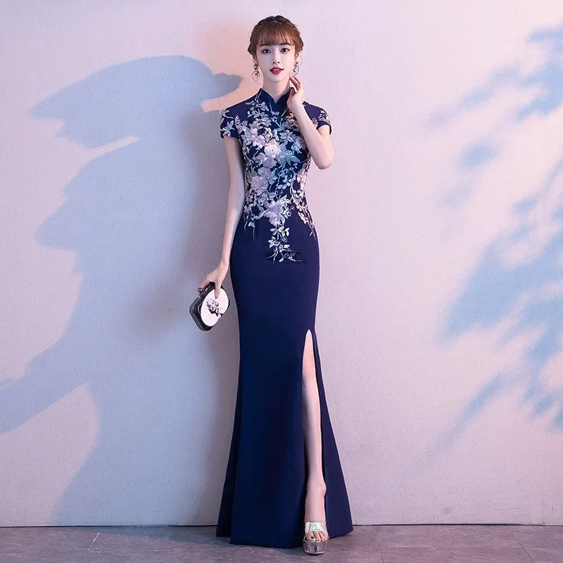 

Chinese No. 38 banquet evening dress for women 2024 new show host temperament cheongsam dress