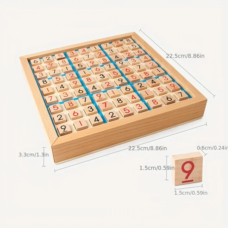 Wooden Sudoku Nine Grid Game Chess Sudoku Puzzle Game For Children\'s Logical Thinking, Puzzle Table Games With Questions