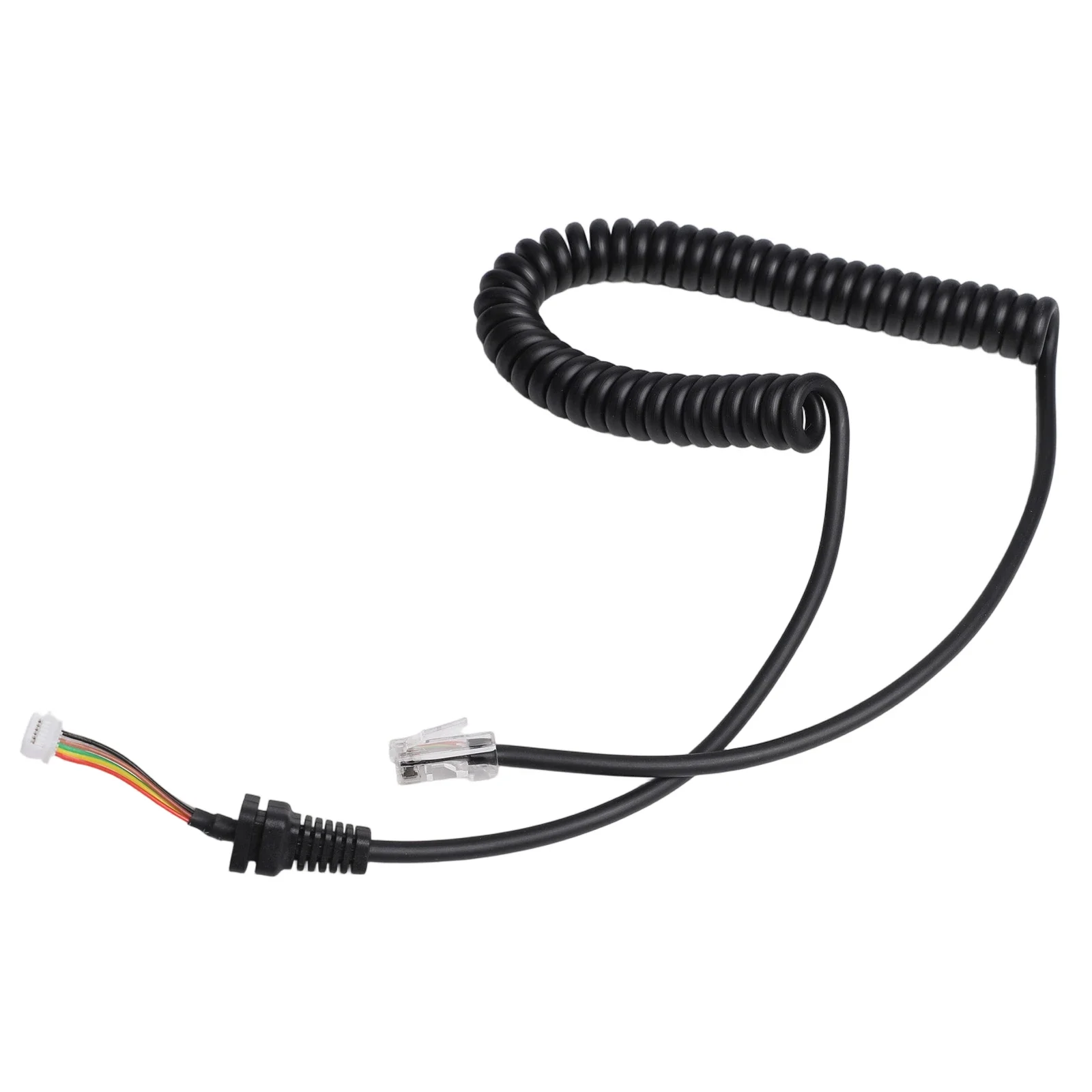 Microphone Cable Replacement for Yaesu MH-48 MH-48A6J MH-36 MH-36A6J MH-42 Handheld Mics 6-Pin Stretchable 40cm to 150cm Black