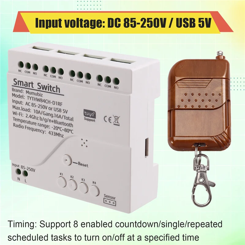 X12A-Tuya Wifi Smart Switch Temperature Sensor Monitor AC 85-250V Wireless Smart Switch With RF Remote Controller