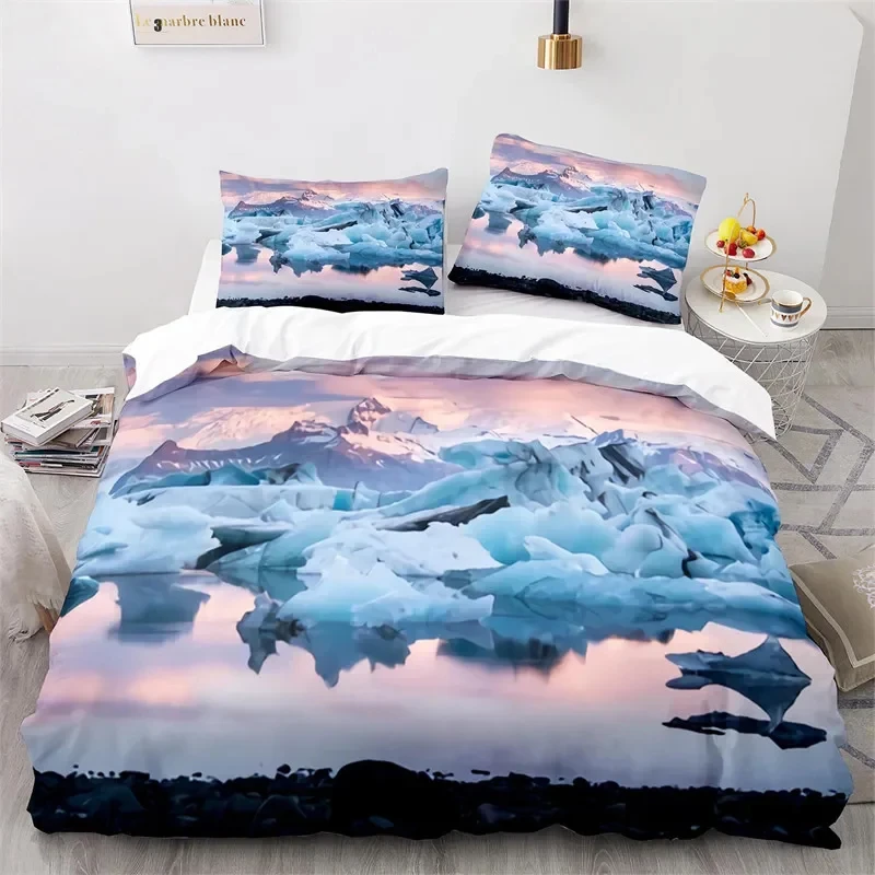 Snow Mountain Duvet Cover Clouds Hill Scenery Glacier Natural Beauty Print Bedding Set Twin King Quilt Cover With Pillowcase