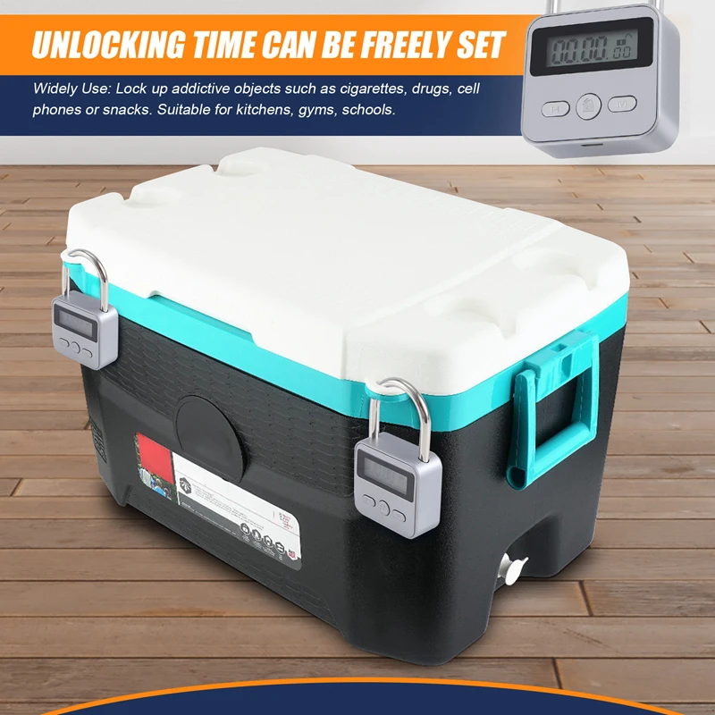 Metal Timer Lock LCD Display Multi-Function Electronic Time 99 Hours Max Timing USB Rechargeable Timer Padlock