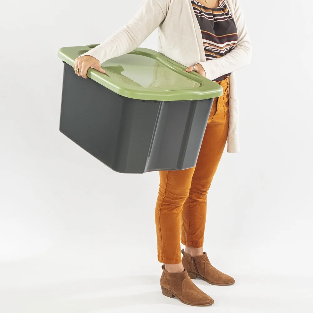 EZ Carry Plastic opbergbak met handgrepen met volledige handgrepen Gemakkelijke mobiliteit Ideale kledingopslag Thuiskantoor Organisatie Stapelbaar