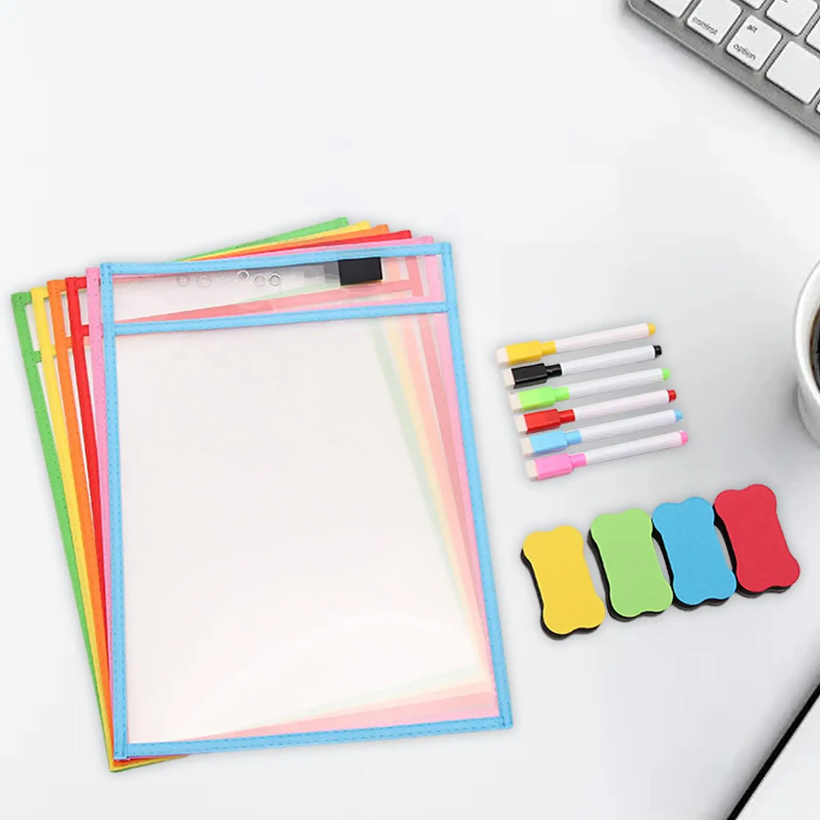 6x засушенные карманы для стирания, детские защитные бумажные карманы, сухие стираемые рукава