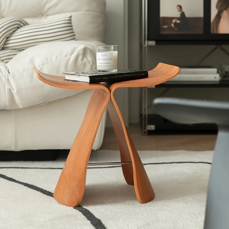 

Nordic creative small stool household butterfly stool Japanese simple solid wood low stool