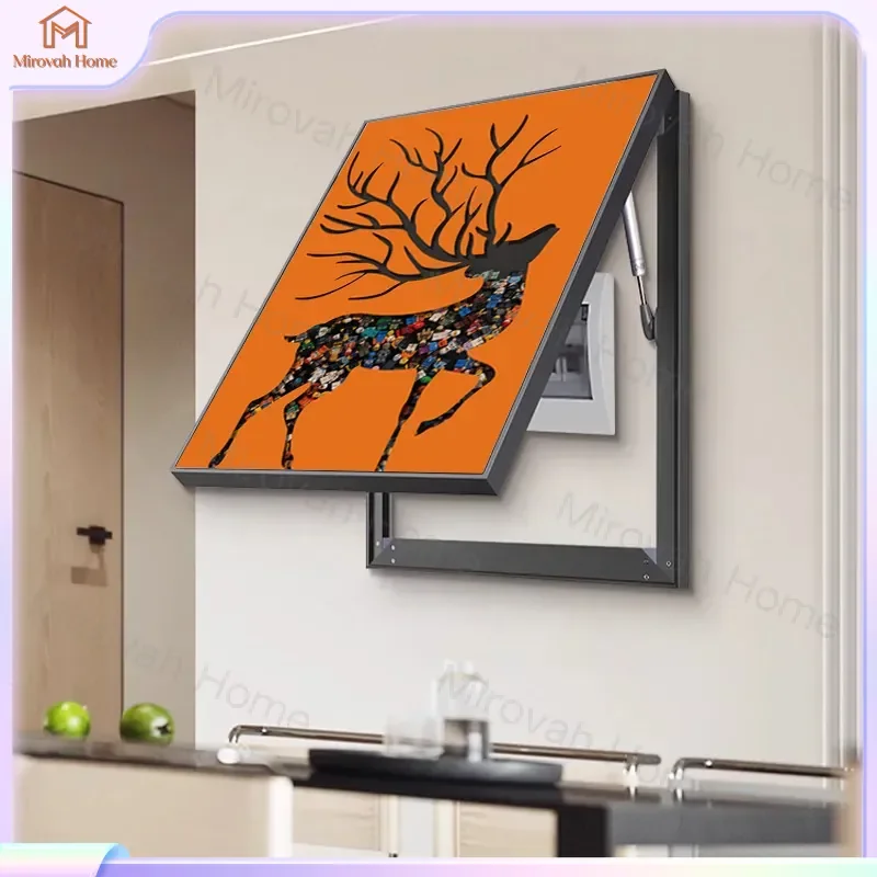 For Deer Building Block Meter Box Cover Decorative Painting Home Wall Art Mural Distribution Box Wire Hiding Canvas Print