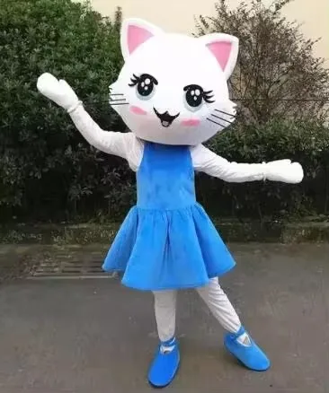 Neues Blaues Katzen-Maskottchen-Kostüm für Erwachsene Halloween Weihnachten Cosplay Kleid Party Karneval Ganzkörper-Outfit Charakterfigur Geburtstag