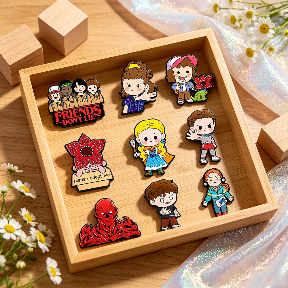 9pcs King Cannibal Demogorgon Flower Cartoon Enamel Pins Set Lapel Brooches for Backpacks And Clothing Fashionable Jewelry Gift