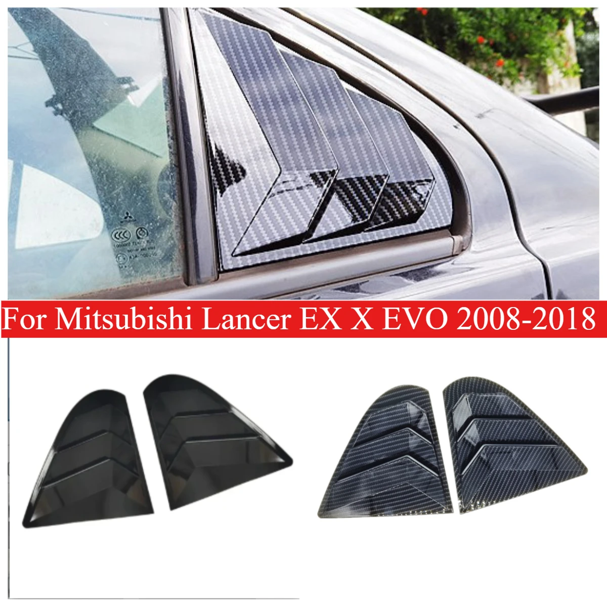 

Для Mitsubishi Lancer EX X EVO 2008-2018 автомобильная задняя жалюзи, оконная боковая крышка, наклейка, вентиляционный совок, ABS, карбоновый вид