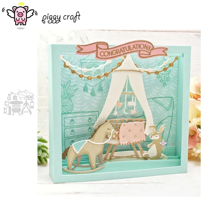 Troqueles de corte de metal Piggy Craft, molde troyano, muñeca, cuna, álbum de recortes, cuchillo artesanal de papel, molde, hoja, punzón, plantillas
