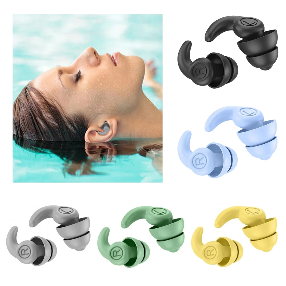 

1Pair Sleep Noise Reduction Earplug Soft Silicone Ear Muffs Noise Protection Travel Reusable Swimming Waterproof Ear Plugs