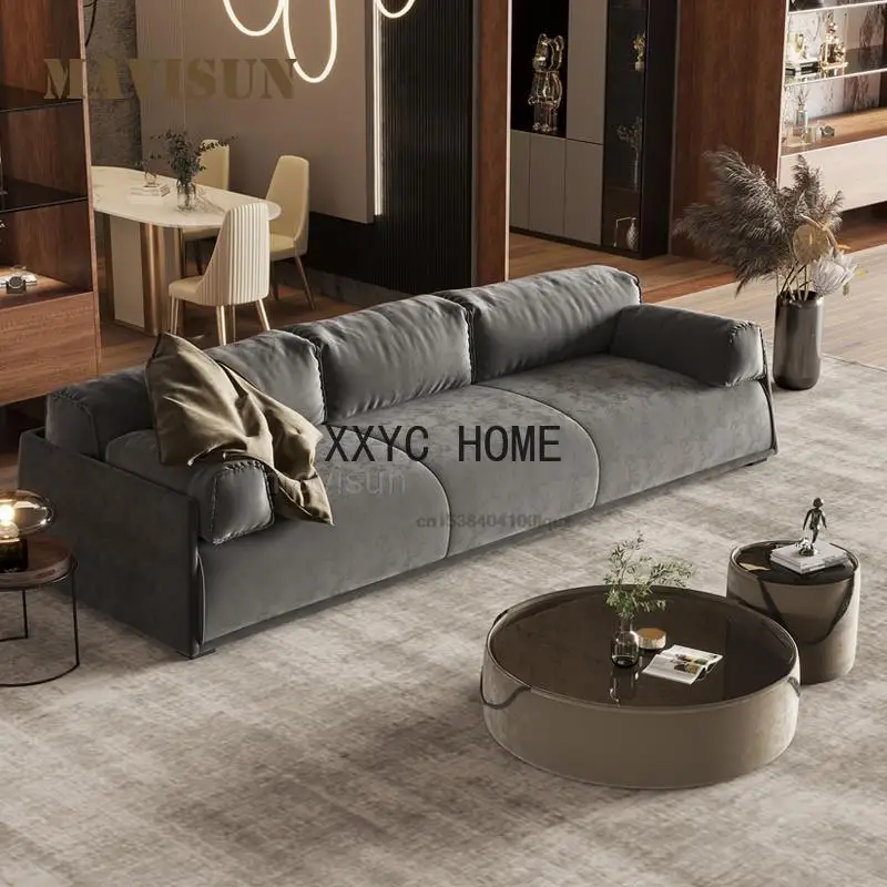 New Fabric Sofa Nordic Modern Matte Cloth Household Size Apartment Italian Light Luxury Creative Three-Person Down Sofa