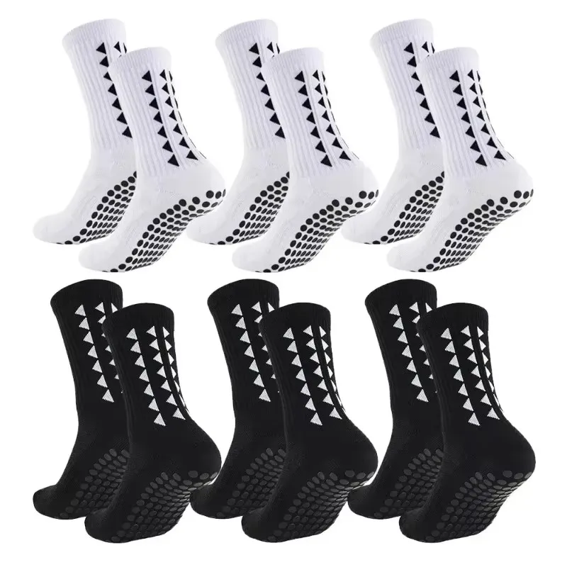 6Pairs Unisex Football Grip Socks - Sport Towel Bottom Rugby Soccer Cycling Running Exercise Athletic Socks for Men And Women