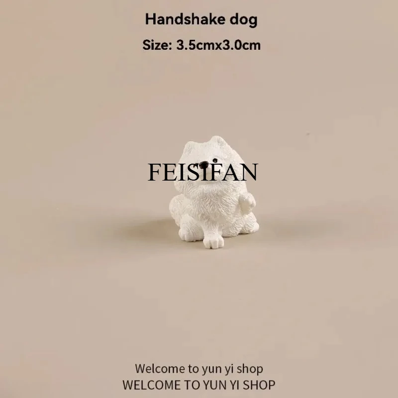 5 Stück Mini Realistische Samojeden-Figuren Kawaii Harz-Welpen Miniaturmodelle Niedliche Desktop-Ornamente Heim-DIY-Bastelbedarf