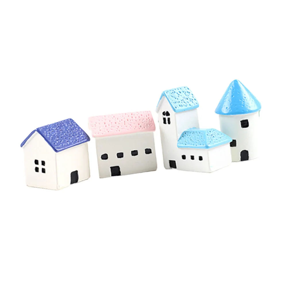 4 قطعة منزل الطحلب Microlandschaft الحلي الملونة القلعة الكنيسة الوردي مدخنة مشهد صغير الديكور لمتجر المنزل