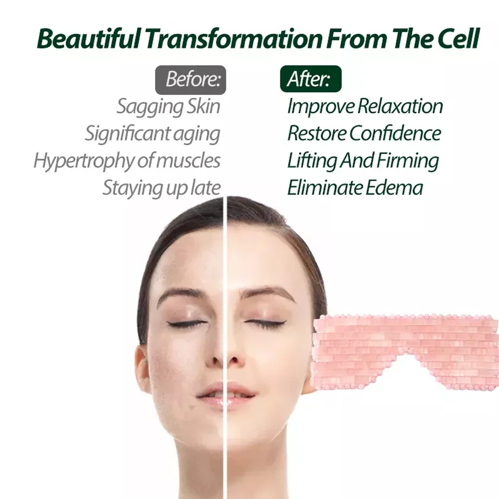 Jade Eye Mask Rose Quartz Facial Cooling Mask for Eye Massage Relax Wrinkles Relieve Migraine Meditation Beauty Spa Sleep Mask