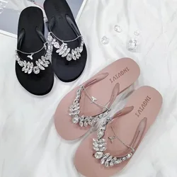 BOREE Women Summer Bling Crystal Slippers Flip Flops Platform Wedges Slipper Vacation Beach Outdoor Sandals femmes chaussures