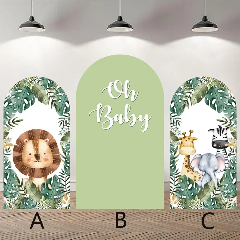 

Mehofond Custom 2-Sided Wild One Jungle Animals Boy Birthday Party Baby Shower Cover Chiara Arch Background Decor Backdrop Photo